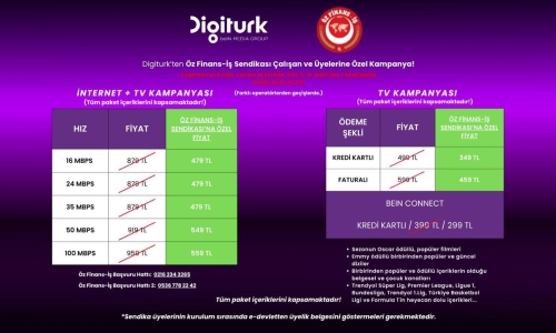 DİGİTURK'TEN ÜYELERİMİZE ÖZEL İNDİRİM